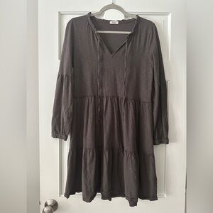 dylan Taylor 100% Cotton Gauze Long Sleeve Tiered Mini Dress